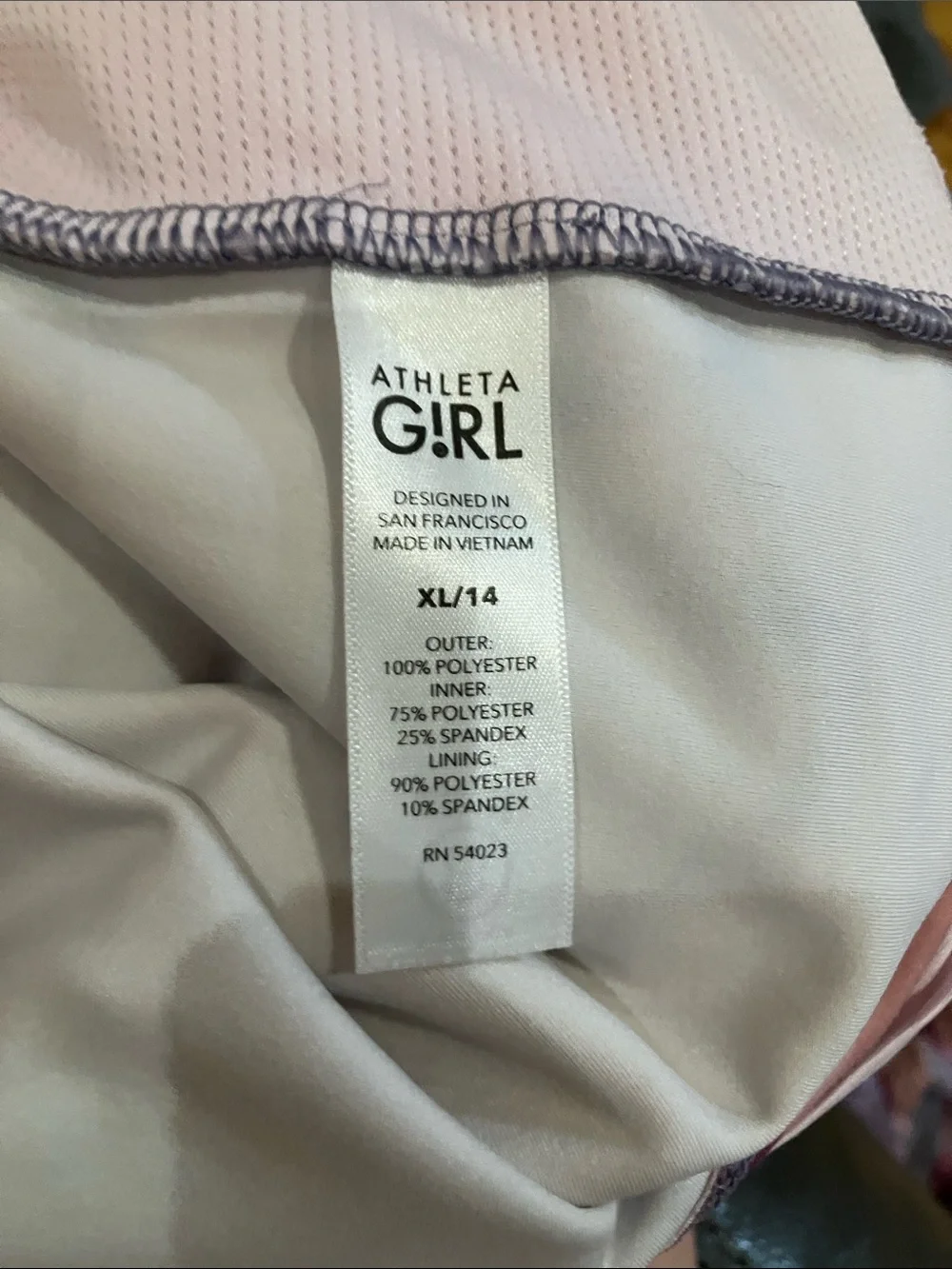 Athleta Girls Light Pink Tank with Pink & Purple Camo Shorts Sz 14 EUC